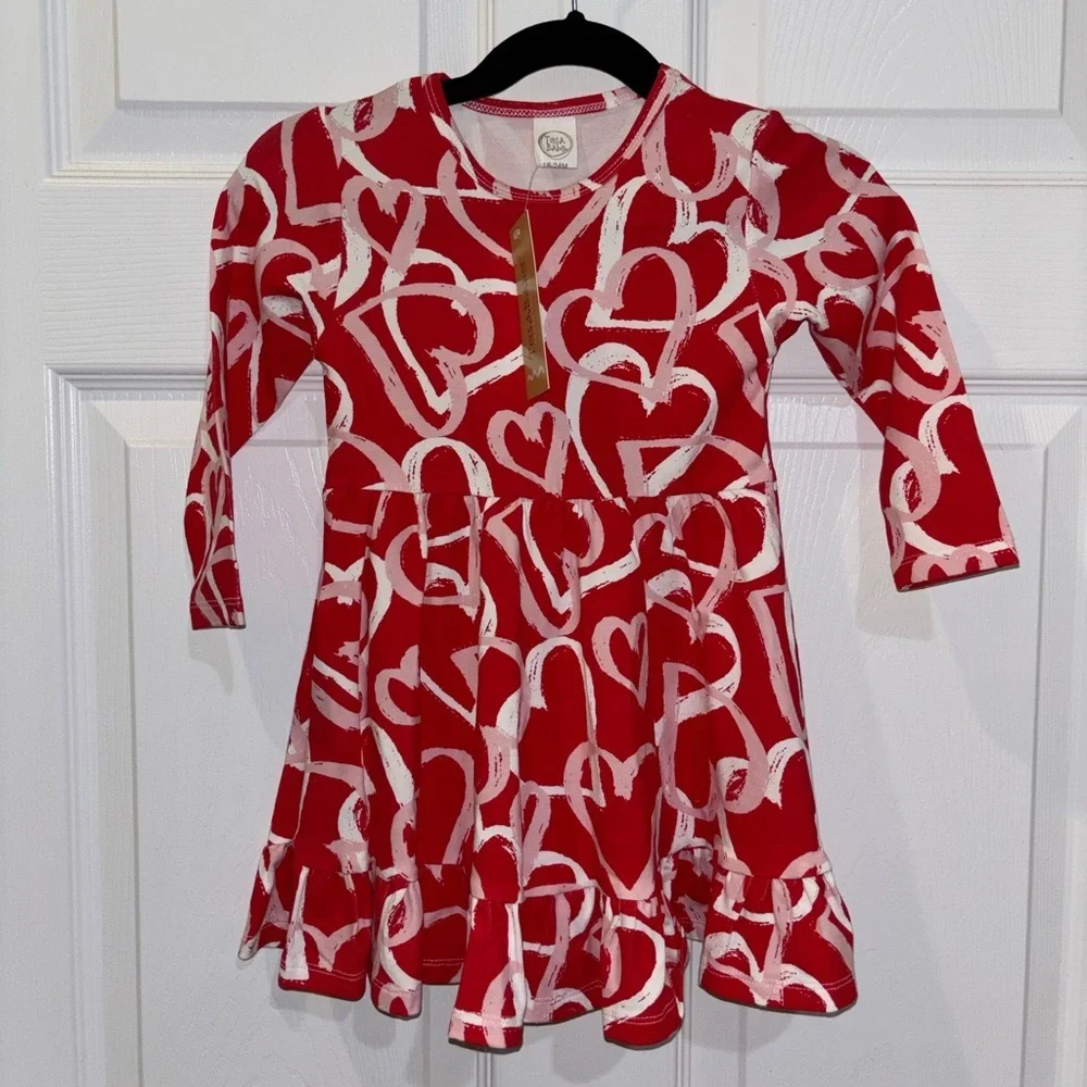 Tesa Babe Happy Hearts Twirl Bamboo Dress 12-18 months​​